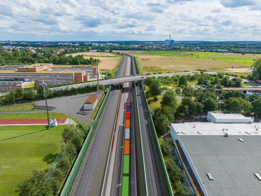 Rail DB prepares for construction of a new freight rail line. DB prepares for construction of a new freight rail line.