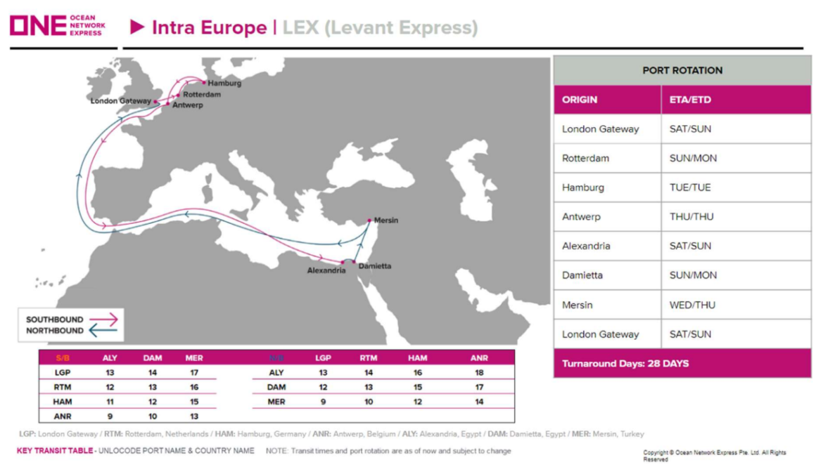 ONE launches new services Aegean Express and Levant Express.